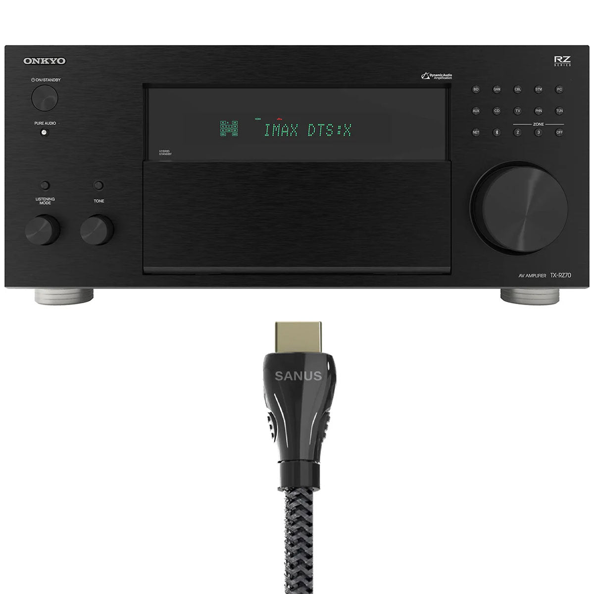 Onkyo TX-RZ70 - receiver AV 11.2 canale pentru sistem home cinema, pachet cu cablu HDMI