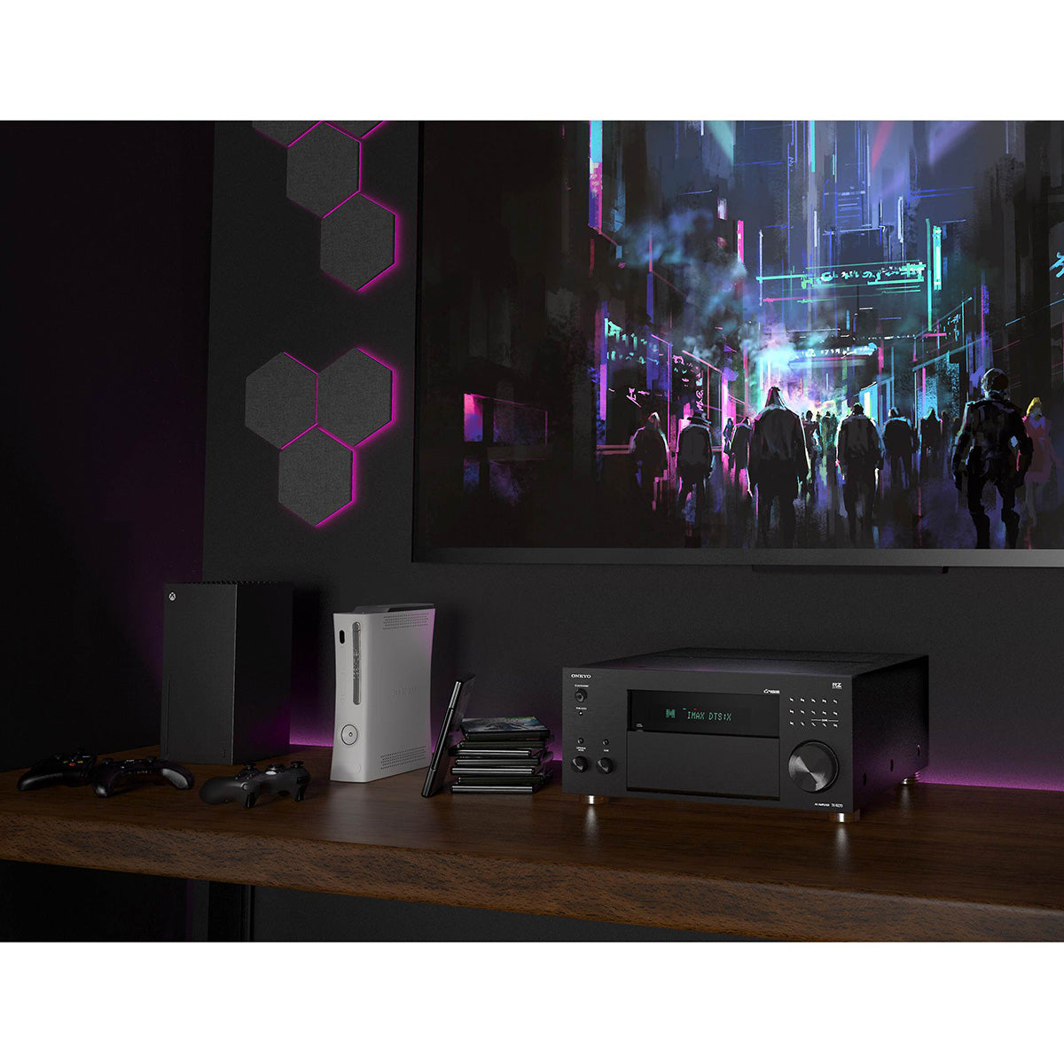 Onkyo TX-RZ70 - receiver AV 11.2 canale pentru sistem home cinema, pachet cu cablu HDMI