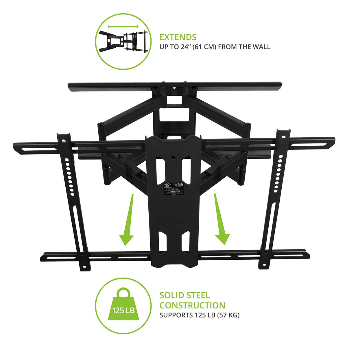 Kanto PDX680 - suport de perete full motion pentru televizoare de 39" - 80